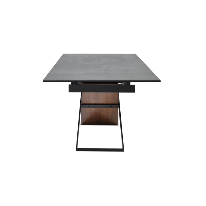 Milena - Extendable Dining Table Stone And Wood - Gray / Black