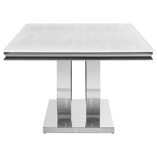 Kerwin - Rectangle Faux Marble Top Dining Table - White And Chrome Sacramento Furniture Store Furniture store in Sacramento