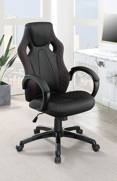 Carlos - Arched Armrest Upholstered Office Chair - Black