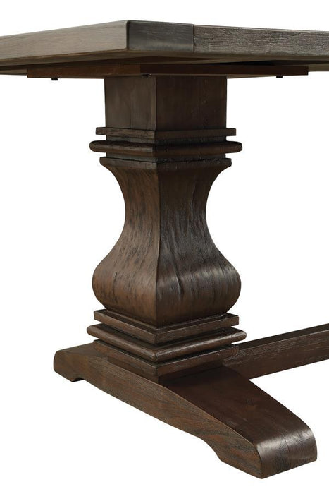 Parkins - Double Pedestals Dining Table - Rustic Espresso Sacramento Furniture Store Furniture store in Sacramento