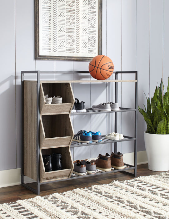 Maccenet - Grayish Brown / Gunmetal - Shoe Rack Sacramento Furniture Store Furniture store in Sacramento