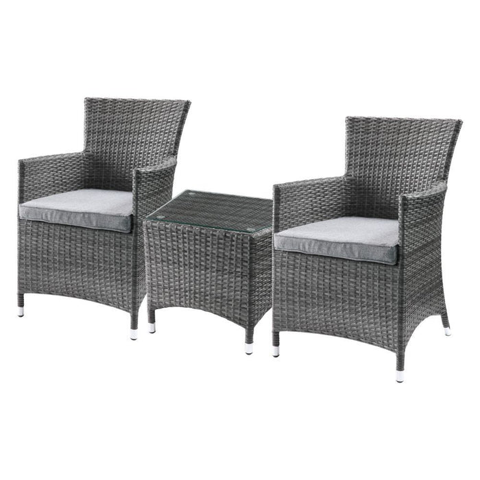 Tashelle - Patio Bistro Set - Gray Fabric & Gray Wicker Sacramento Furniture Store Furniture store in Sacramento