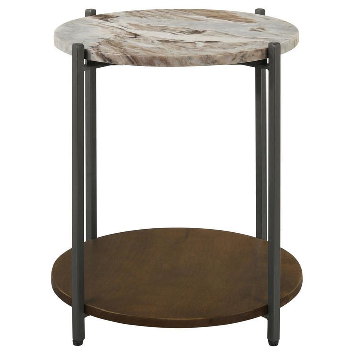 Noemie - Round Accent Table With Marble Top - White And Gunmetal Sacramento Furniture Store Furniture store in Sacramento