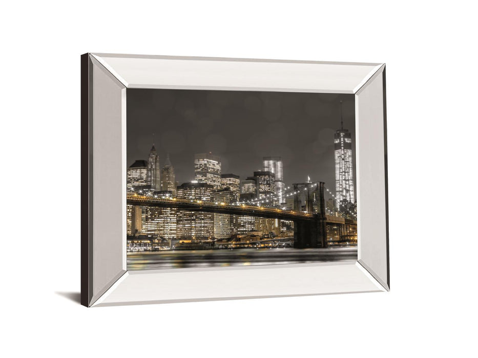 Newyork Lights By Frank, A. - Mirror Framed Print Wall Art - Dark Gray