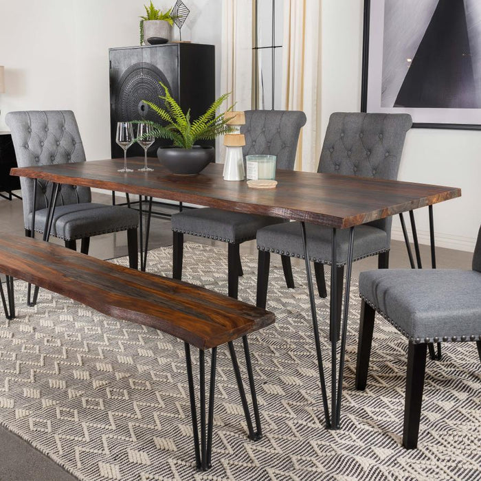 Neve - Live-Edge Dining Table With Hairpin Legs - Sheesham Gray And Gunmetal Sacramento Furniture Store Furniture store in Sacramento