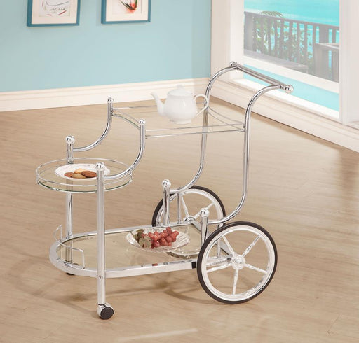 Sarandon - 3-Tier Serving Cart - Chrome And Clear Sacramento Furniture Store Furniture store in Sacramento