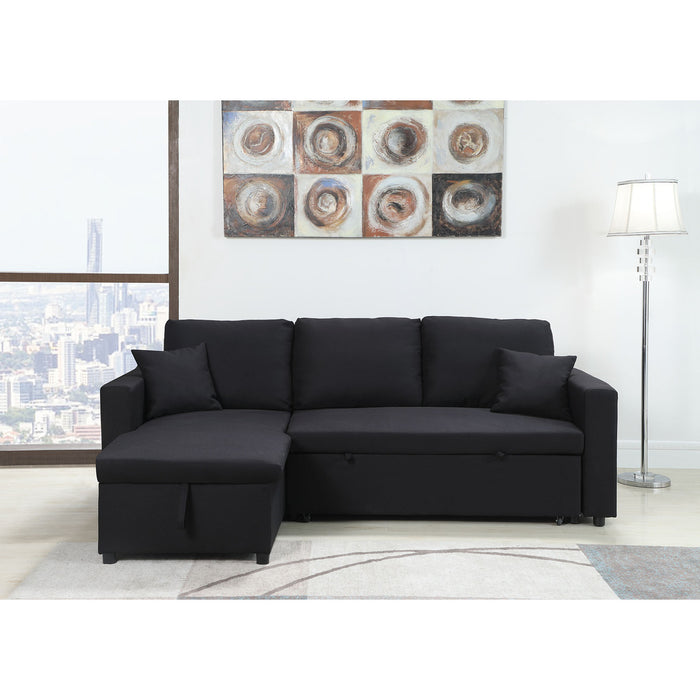 Linen Reversible Pull Out Sectional Sofa & Storage