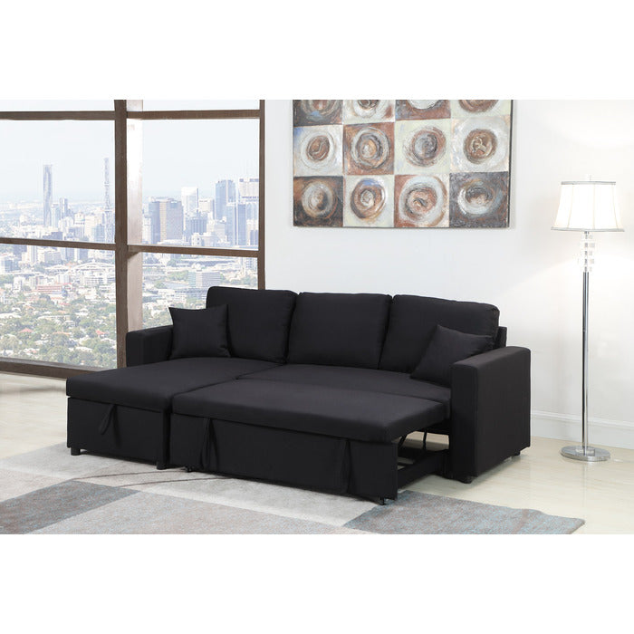 Linen Reversible Pull Out Sectional Sofa & Storage