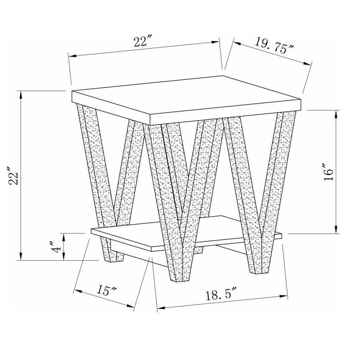 Stevens - V-Shaped End Table - Black And Antique Gray Sacramento Furniture Store Furniture store in Sacramento