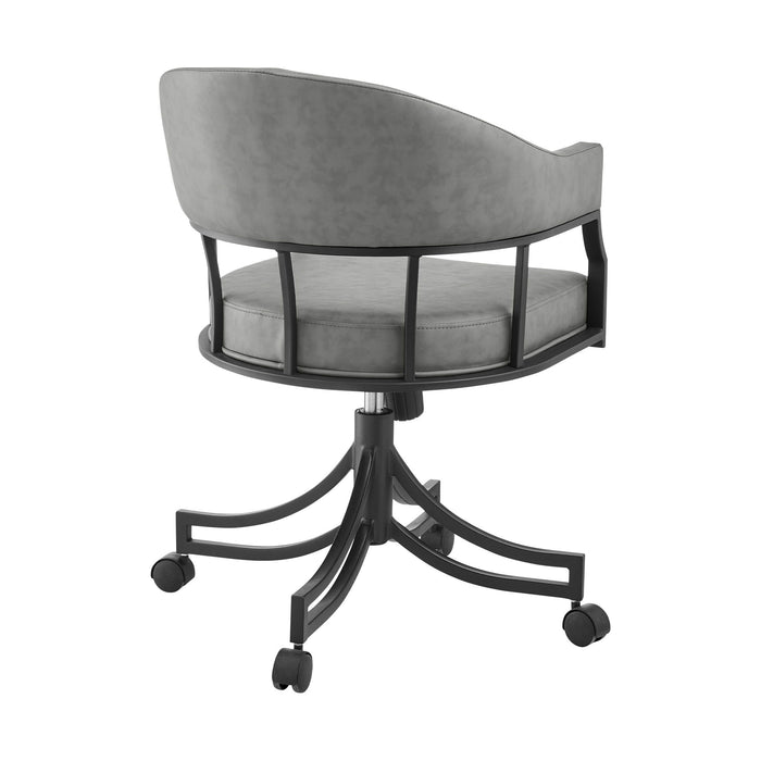 Tibet - Swivel Rolling Dining Chair - Matte Black / Vintage Gray