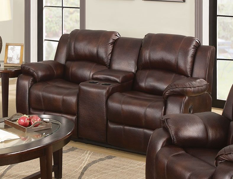 Zanthe - Motion Loveseat With Console - Brown Polished Microfiber Sacramento Furniture Store Furniture store in Sacramento