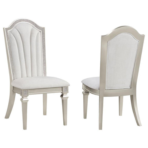 Evangeline - Upholstered Dining Side Chair With Faux Diamond Trim (Set of 2) - Ivory And Silver Oak Sacramento Furniture Store Furniture store in Sacramento