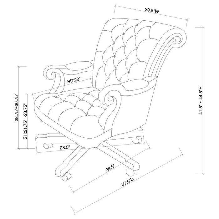 Calloway - Tufted Adjustable Height Office Chair - Dark Brown Sacramento Furniture Store Furniture store in Sacramento