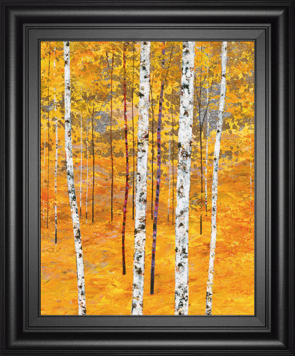 Iridescent Trees IV By Alex Jawdokimov - Framed Print Wall Art - Yellow