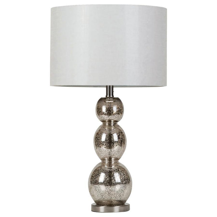 Mineta - Drum Shade Table Lamp - White And Antique Silver Sacramento Furniture Store Furniture store in Sacramento