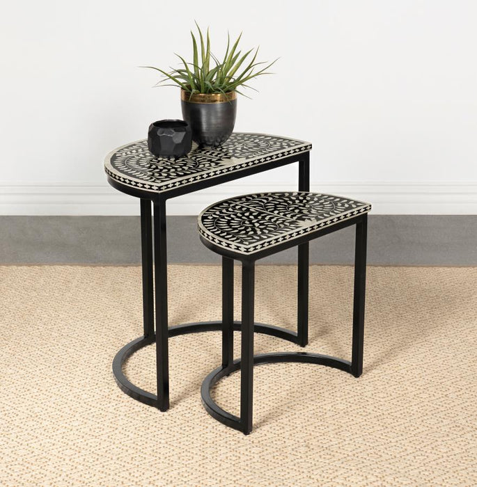 Zakiya - 2 Piece Demilune Nesting Table - Black And White Sacramento Furniture Store Furniture store in Sacramento