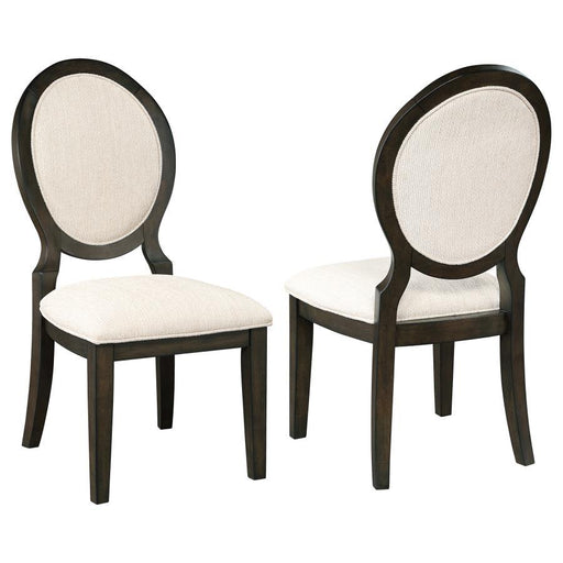Twyla - Upholstered Oval Back Dining Side Chairs (Set of 2) - Cream And Dark Cocoa Sacramento Furniture Store Furniture store in Sacramento