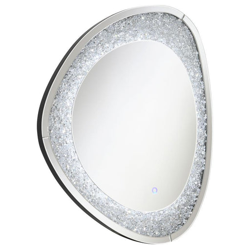 Mirage - Acrylic Crystals Inlay Wall Mirror With Led Lights - Silver Sacramento Furniture Store Furniture store in Sacramento