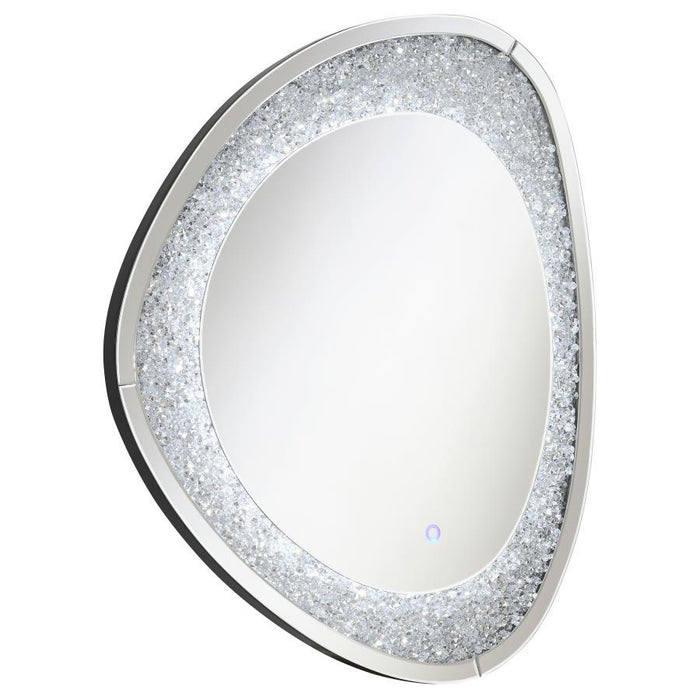 Mirage - Acrylic Crystals Inlay Wall Mirror With Led Lights - Silver Sacramento Furniture Store Furniture store in Sacramento