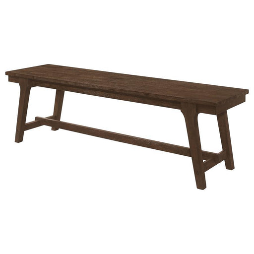 Reynolds - Rectangular Trestle Base Dining Bench - Brown Oak Sacramento Furniture Store Furniture store in Sacramento