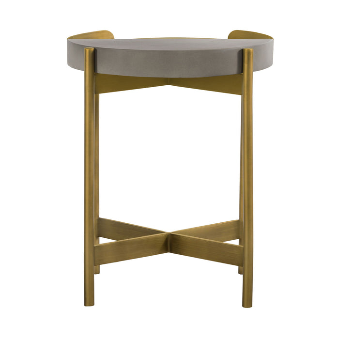 Dua - End Table With Antique Brass - Gray Concrete