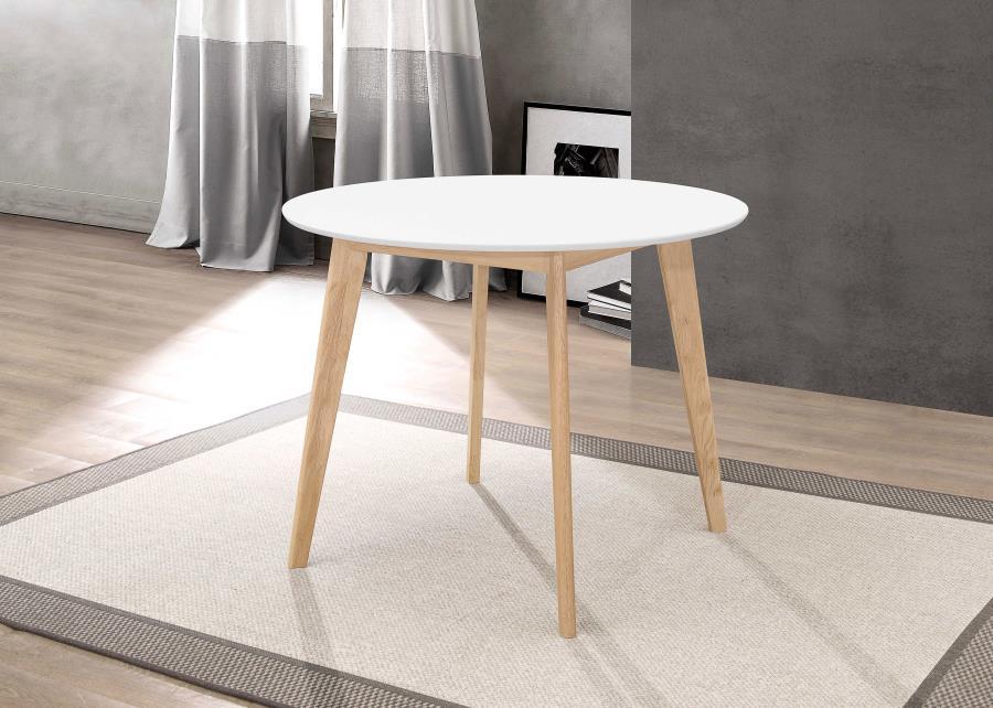 Breckenridge - Round Dining Table - Matte White And Natural Oak Sacramento Furniture Store Furniture store in Sacramento