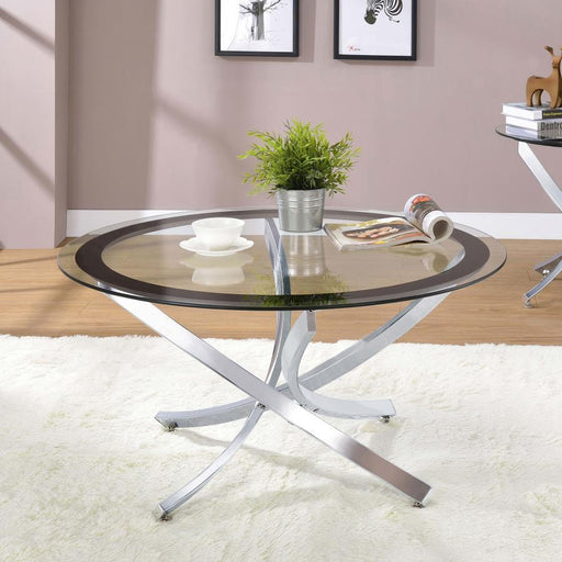 Brooke - Glass Top Coffee Table - Chrome And Black Sacramento Furniture Store Furniture store in Sacramento