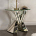 Taffeta - V-Shaped End Table With Glass Top - Silver Sacramento Furniture Store Furniture store in Sacramento