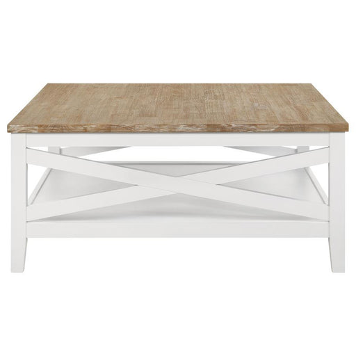 Maisy - Square Wooden Coffee Table With Shelf - Brown And White Sacramento Furniture Store Furniture store in Sacramento