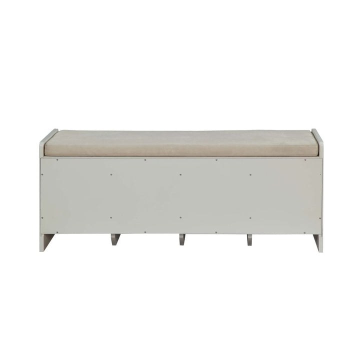 Berci - Bench - Beige Fabric & White Sacramento Furniture Store Furniture store in Sacramento