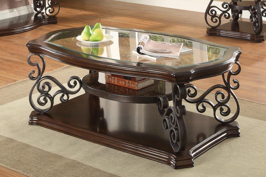 Laney - Coffee Table - Deep Merlot And Clear Sacramento Furniture Store Furniture store in Sacramento