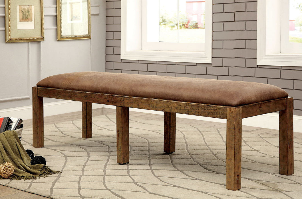 Gianna Fabric Bench - Rustic Oak / Brown Sacramento Furniture Store Furniture store in Sacramento