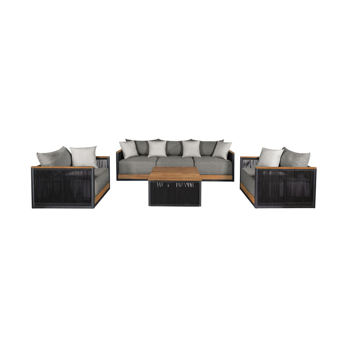 Artesia - Outdoor Patio 4 Piece Conversation Set - Teak / Dark Gray