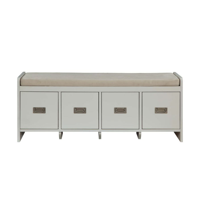 Berci - Bench - Beige Fabric & White Sacramento Furniture Store Furniture store in Sacramento