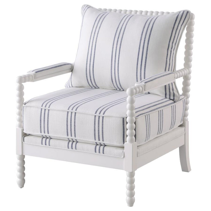 Blanchett - Upholstered Accent Chair With Spindle Accent - White And Navy Sacramento Furniture Store Furniture store in Sacramento