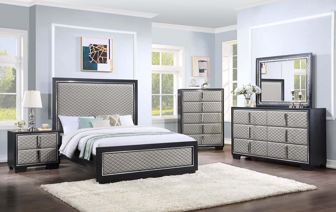 Nicola - Ek Bed - Silver PU & Black Finish Sacramento Furniture Store Furniture store in Sacramento