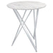 Bexter - Faux Marble Round Top Bar Table - White And Chrome Sacramento Furniture Store Furniture store in Sacramento