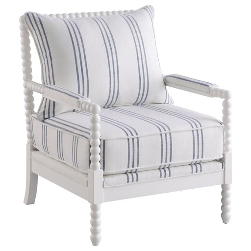 Blanchett - Upholstered Accent Chair With Spindle Accent - White And Navy Sacramento Furniture Store Furniture store in Sacramento