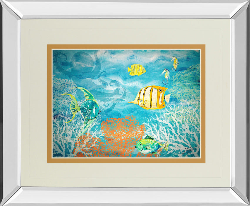 Under The Sea By Julie Derice - Mirror Framed Print Wall Art - Blue