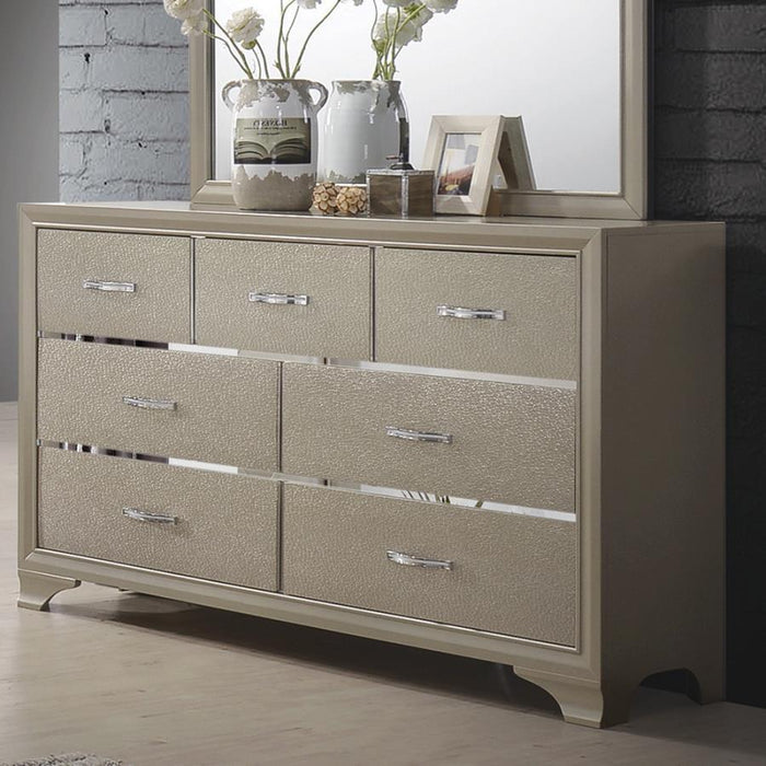 Beaumont - 7-Drawer Rectangular Dresser - Champagne Sacramento Furniture Store Furniture store in Sacramento