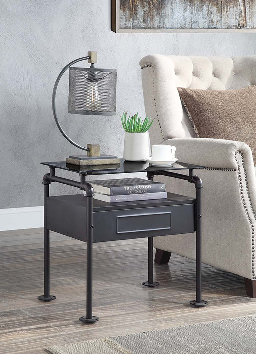 Nicipolis - Nightstand - Glass & Sandy Gray Sacramento Furniture Store Furniture store in Sacramento