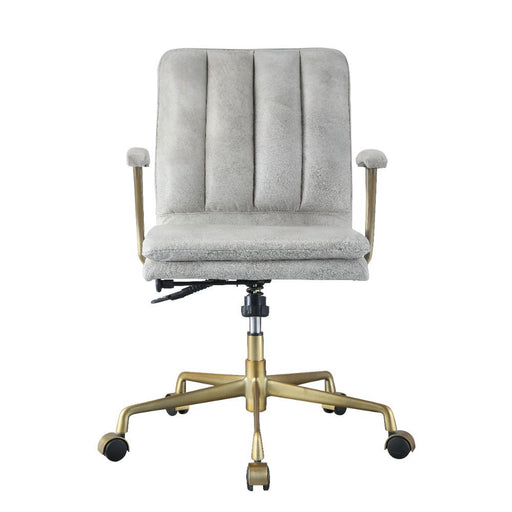 Damir - Office Chair - Vintage White Top Grain Leather & Chrome Sacramento Furniture Store Furniture store in Sacramento