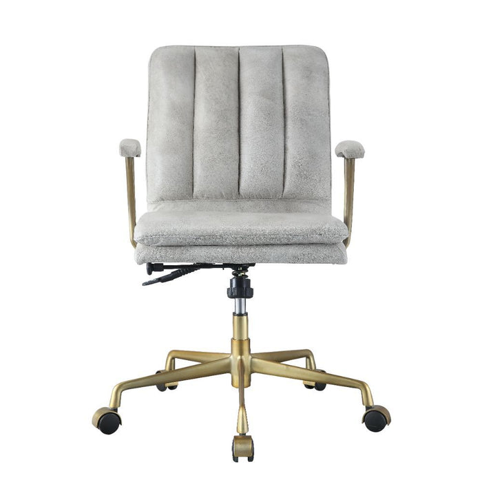 Damir - Office Chair - Vintage White Top Grain Leather & Chrome Sacramento Furniture Store Furniture store in Sacramento