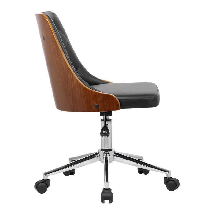 Diamond - Mid-Century Office Chair Veneer Back - Chrome / Black