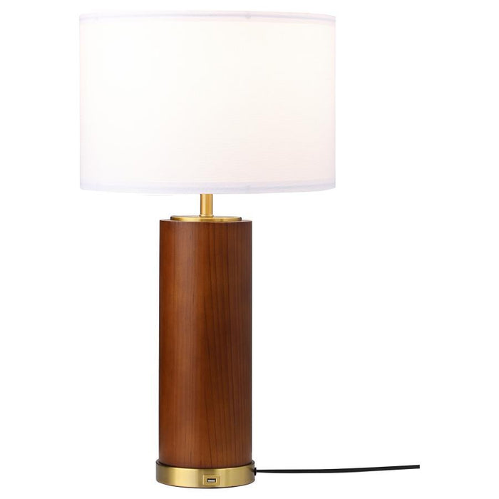 Aziel - Drum Shade Bedside Table Lamp - Cappuccino And Gold Sacramento Furniture Store Furniture store in Sacramento