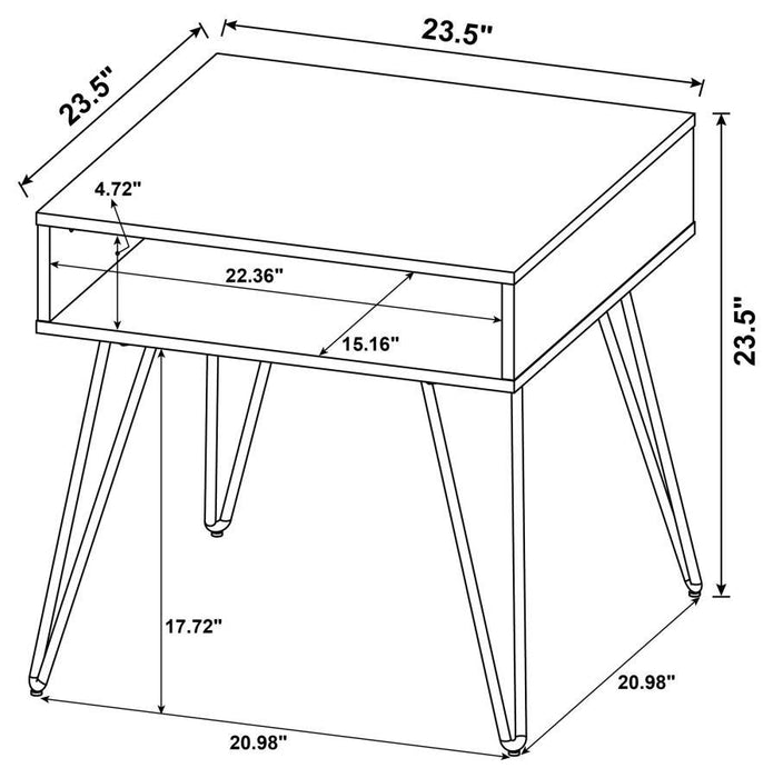 Fanning - Square End Table With Open Compartment - Golden Oak And Black Sacramento Furniture Store Furniture store in Sacramento