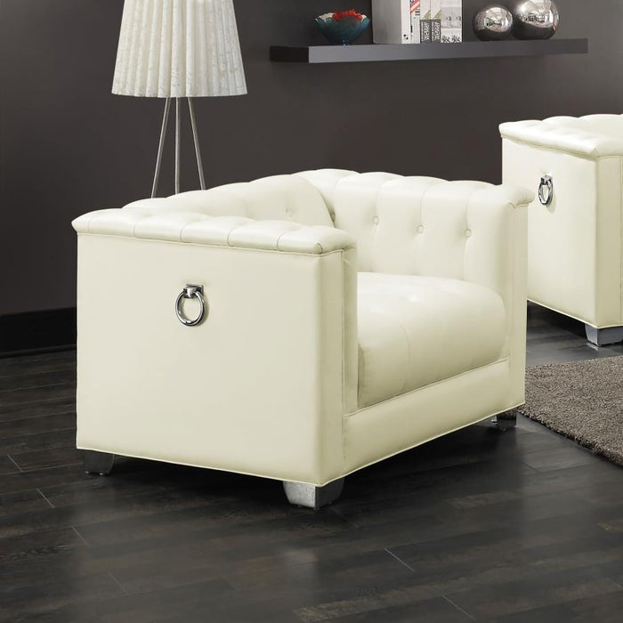 Chaviano - Upholstered Track Arm Accent Chair - Pearl White