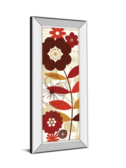 Floral Pop Panel I By Mo Mullan - Mirror Framed Print Wall Art - Red