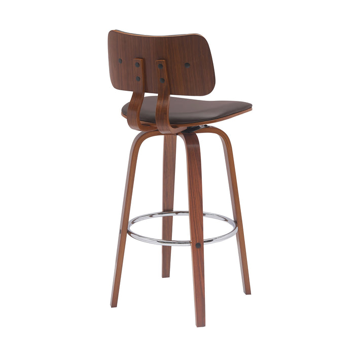 Pico - Swivel Walnut Wood Faux Leather Stool