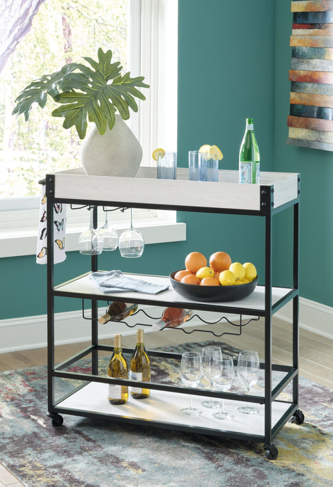 Bayflynn - White / Black - Bar Cart Sacramento Furniture Store Furniture store in Sacramento